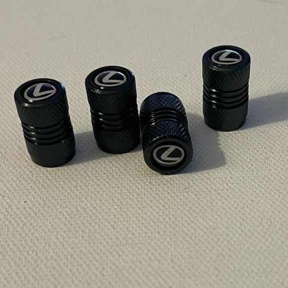 Lexus logo valve Stem caps in Black set of 4. NWT - Picture 2 of 4